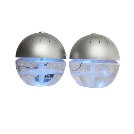 ECOGECKO EcoGecko 75606-Silver-2PK 2 Units Earth Globe Glowing Water Air Washer; Silver 75606-Silver-2PK